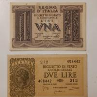 25#. Banconote 1 e 2 lire.