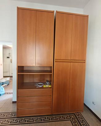 Armadio 3 moduli in legno massello con ponte 