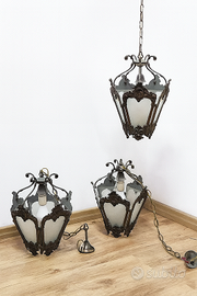 Set Esclusivo 3 Lanterne Antiche in Bronzo e Vetro