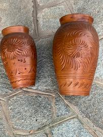 Coppia vasi artigianali in terracotta colore caldo