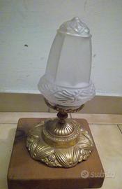 Plafoniera bronzo vetro satinato primi novecento