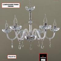 LAMPADARIO CRISTALLO 6  LUCI FIORE ARGENTO