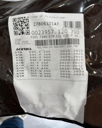 Serbatoio KTM 15 litri nuovo