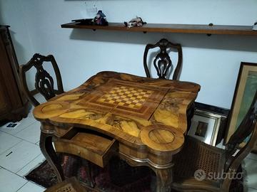 tavolo con scacchiera antico 