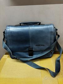 Borsa/Cartella The Bridge Wayfarer blu in pelle.