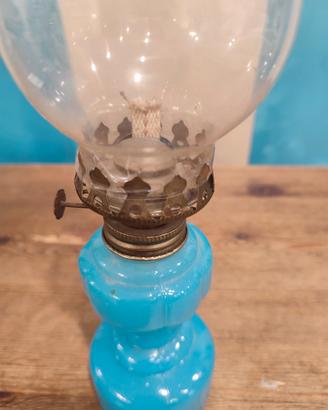 LUME A PETROLIO Vintage in VETRO OPALE Turchese - 