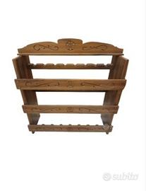 Portabottiglie da parete in legno massiccio stile 