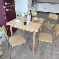 Tavolo legno quadrato 80 cm allungabile con 4 sedi