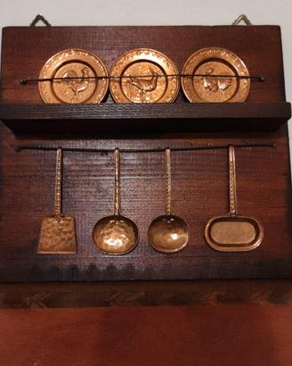 Set Decorativo in Rame e legno_Firmato