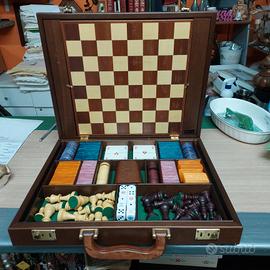 set completo da gioco valigetta in radica