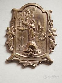 Placchetta lamina devozionale Madonna di Lourdes