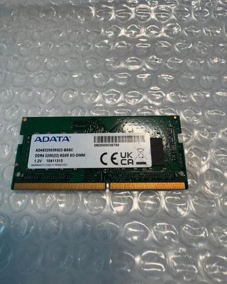 RAM ADATA 8GB DDR4 3200MHz SO-DIMM NUOVA