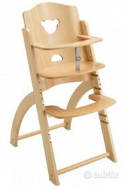 Seggiolone legno ergonomico + vassoio