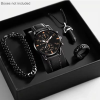 Set Orologio Collana Bracciale Anello Nero