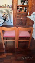 Set 5 Sedie Vintage Anni '80 in Legno Massello