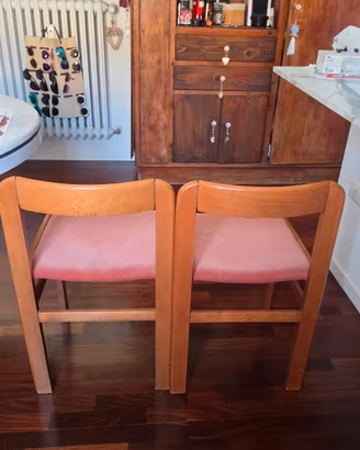 Set 5 Sedie Vintage Anni '80 in Legno Massello