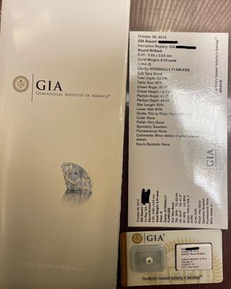 Diamante Naturale certificato e blisterato GIA 0,7
