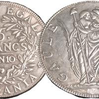 REPLICA MONETA FRANCESE 5 FRANCHI L'ANNO 10 CODQA