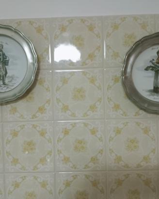 Piatti da parete in peltro stile anni '70