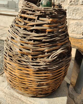 Fiasco artigianale in vetro con protezione in u