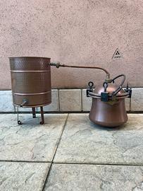 Antico alambicco artigianale in rame vero vintage