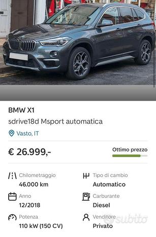 BMW X1 - Tagliandata-Pelle-Navi- Apple CarPlay
