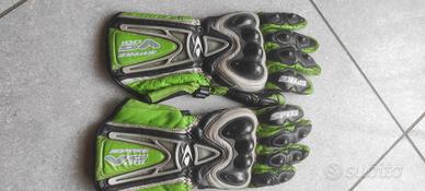 Guanti moto in pelle, verde e nero, Kawasaki, XL