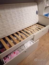Letto singolo con 2 cassetti contenitori 