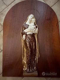 Madonna con Bambino in ceramica e legno