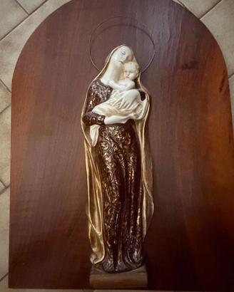 Madonna con Bambino in ceramica e legno
