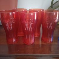5 bicchieri vetro rosso Coca-Cola 
