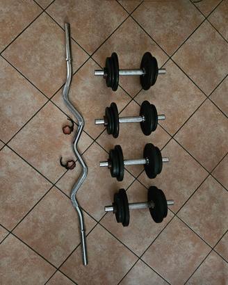 set manubri + bilancere