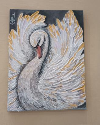 Quadro “Cigno Bianco” 30x40 – dipinto a mano 