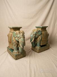 Coppia di elefanti orientali XX secolo vintage