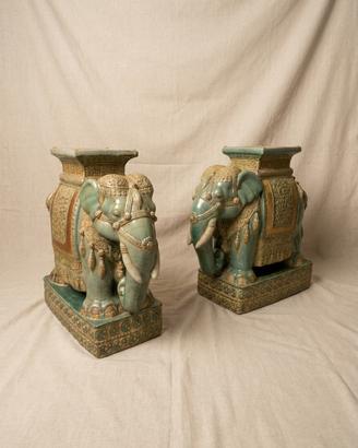 Coppia di elefanti orientali XX secolo vintage