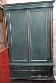 GRANDE ARMADIO ANTICO LACCATO DIPINTO SHABBY CHIC