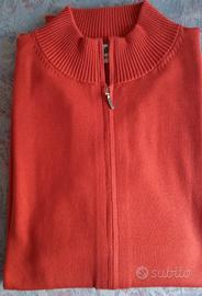 Cardigan da uomo in cotone color corallo