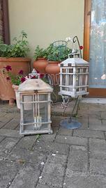 Lanterne da giardino in legno con supporto