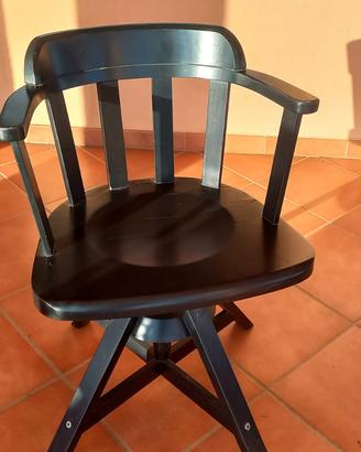 sedia girevole LEGNO nera IKEA