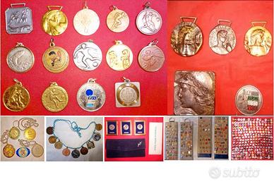 Medaglie sport varie, spille pins e altre vintage
