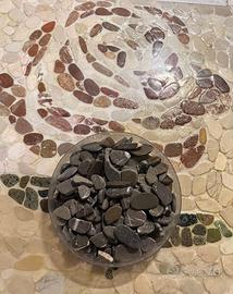 Ciottoli di fiume, GRIGGIO SCURO tagliati.