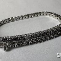 BRACCIALE TENNIS ORO 18kt. DIAMANTI NERI E BIANCHI