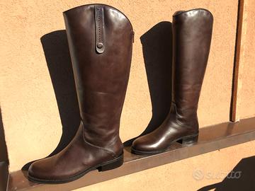STIVALI IN VERA PELLE MARRONE N. 37