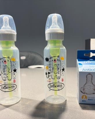 Biberon Dr Brown’s 250 ml e tettarelle 1 e 3