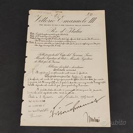 Decreto originale firmato Vittorio Emanuele III