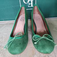 Scarpe ballerine con tacco verde scamosciate 39