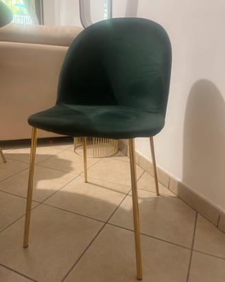 Sedie in velluto verde