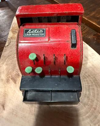 registratore di cassa giocattolo in latta vintage
