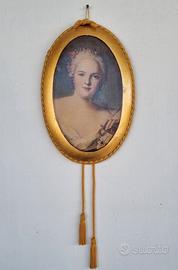 Quadretto Vintage Dama '700 Cornice Dorata Ovale