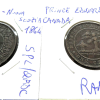 LOTTO 2 MONETE RAME: NUOVA SCOZIA 1864 + PRINCE ED